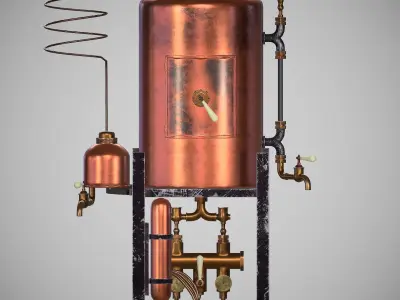 Vintage distillation machine Free low-poly 3D model