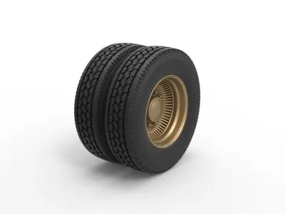Rear custom wire wheel of semi truck Scale 1 to 25 3D print model