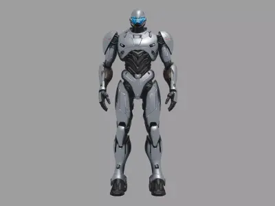 Futuristic Silver Sci Fi Robot 3D model