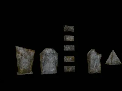 Cemetery gravestone set 18 units Low-poly 3D model