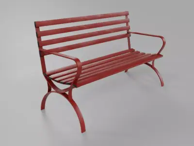 Metal Park Bench  Hard Surface Modeling Free low-poly 3D model