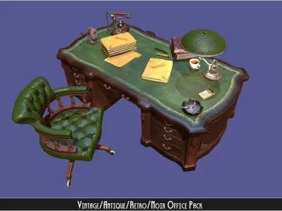 Vintage Office Asset Pack Low-poly 3D model