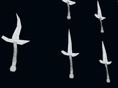 Stylized PBR Daggers Pack Low-poly 3D model