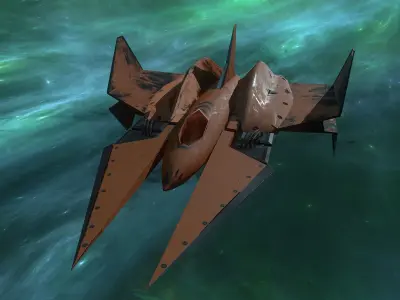 3D Orange Spaceship Low-poly Low-poly 3D model