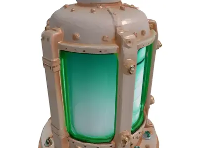 Steampunk Industrial Submarine Green Lantern 3D model