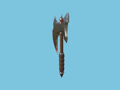 Medieval Battle Axe 07 Blood Barbarian - Fantasy Weaponry Low-poly 3D model