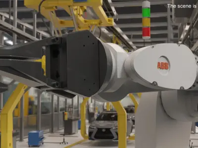 ABB 7600 Industrial Robot with Gripper White Rigged for Cinema 4D 3D model