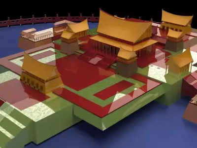  Chinese ancient courtyard house  3D model