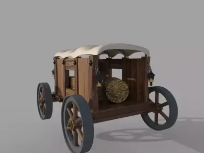 Stylized Cart PBR GameReady Low-poly 3D model