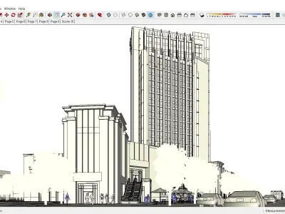 Sketchup Commercial Hotel Office Complex R1 3D model