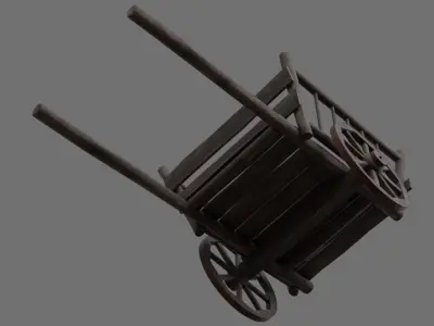 Wooden Cart 1B Low-poly 3D model