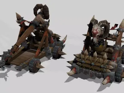 Stylized Medieval Catapult Low-poly 3D model