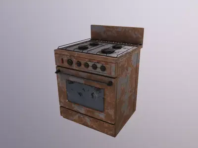 Old Soviet Stove Low-poly 3D model