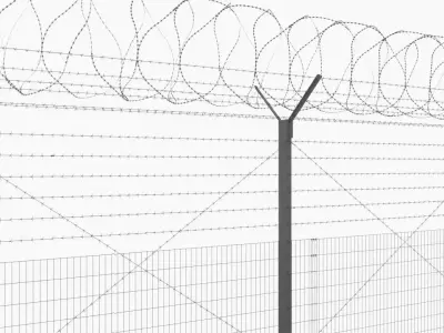 Barbed Wire Fence 3D model purchase