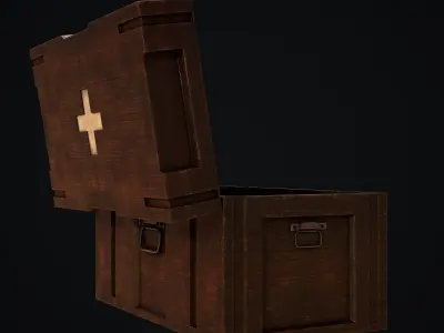 Wooden Health Box Low-poly 3D model