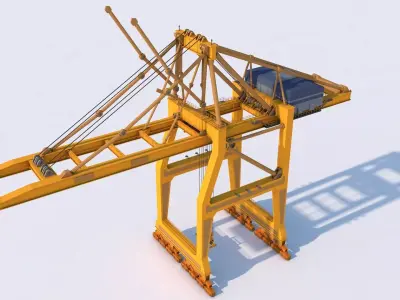 Port Container Crane Low-poly 3D model