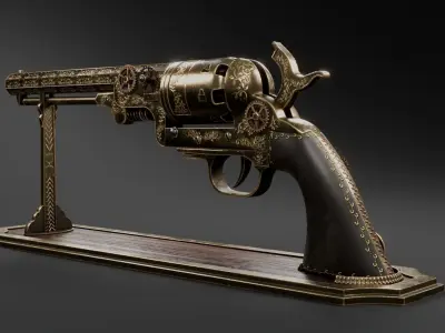 Steampunk 1851 Colt Navy Low-poly 3D model