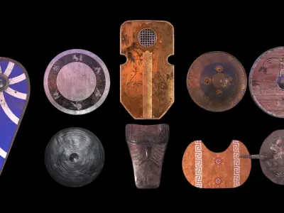 Helmets and shields pack Vol1 Low-poly 3D model