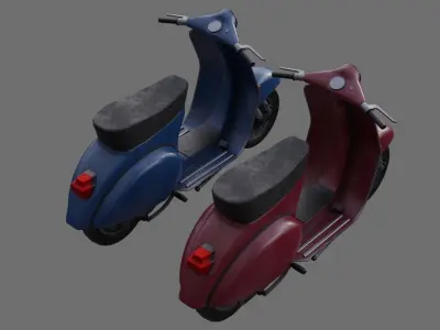 Motor Scooter 1B Low-poly 3D model