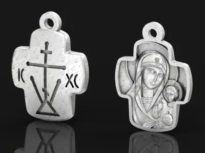 Double cross Mother of God Icon Pendan 1509 3D print model