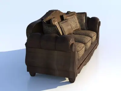 Antique Carved Sofa   High Poly 3D  Low-poly 3D model