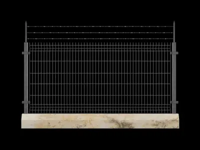New Security Barbed Wire Fence Low-poly 3D model