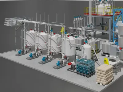 chemical plant - petrochemical plant 3D model