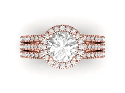 Solitair Ring Bridal Set 3D print model 40