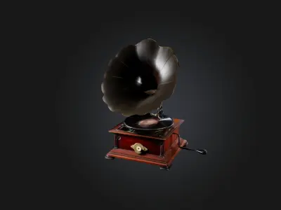 Antique Phonograph Low-poly 3D model