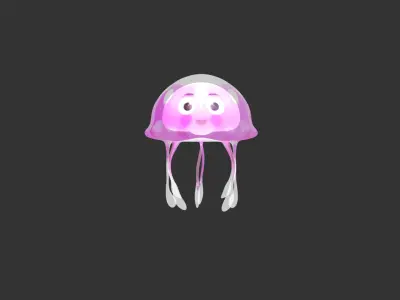 Jellyfish 3D Model with Basic Rig Low-poly 3D model