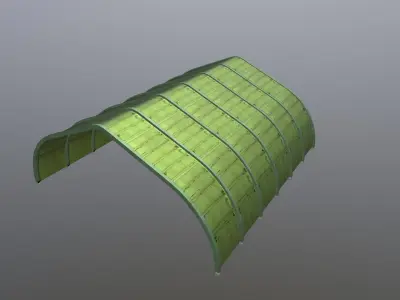 Military Airport Shed - simple aircraft hangar - green Low-poly 3D model