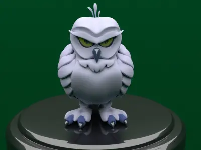 Owl low poly bird 3D model