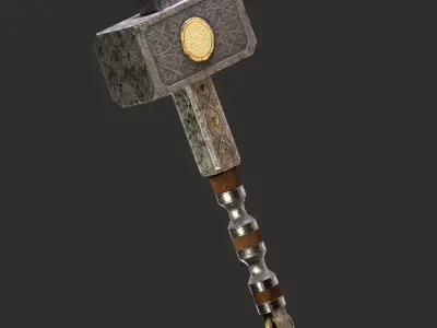 Hand Forged Viking Hammer Low-poly 3D model