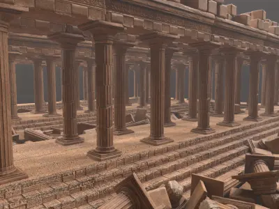 Ancient Columns Ruins Pack Low-poly 3D model