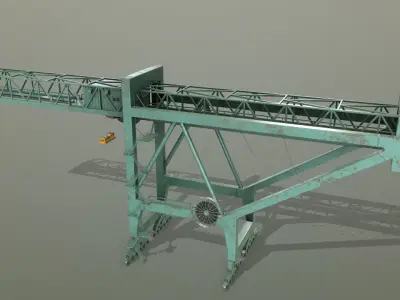 PBR Port Container Crane - Green Light Low-poly 3D model