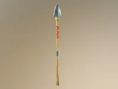 Stylized medieval old spear Free low-poly 3D model