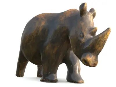 Hippo Stone Figure Low-poly 3D model
