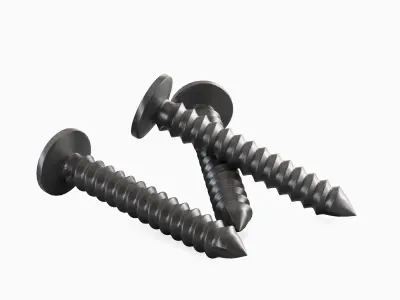 Aluminium Screw 02 Low-poly 3D model