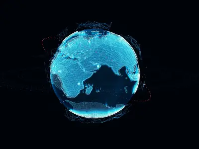 Animated Hologram Planet Earth v1 3D model