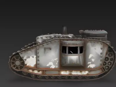 Realistic Abandoned WWI Tank 3D Model Low-poly 3D model