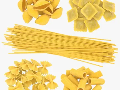Raw Pasta Pile Collection 2 3D model
