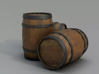 Wooden Barrel Low-poly 3D model shop