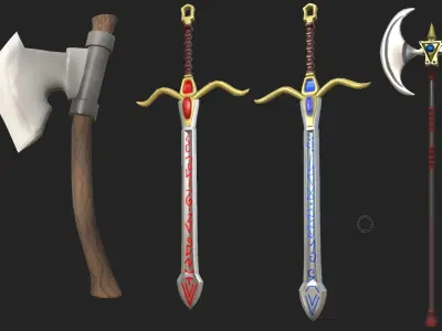 Medieval weapon pack Low-poly 3D model get