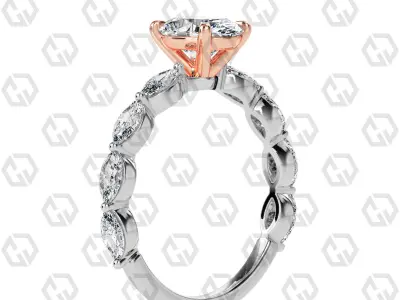 Ring 86 Oval Shape marquise on shanks with Gems 3D print model