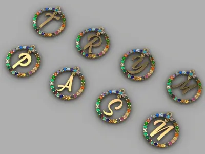  Letters pendants Low-poly 3D model
