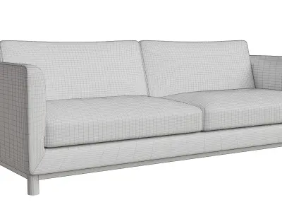 Simple White Fabric Wood Leg Sofa Low-poly 3D model