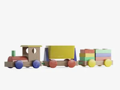 Toy Train Set Low-poly 3D model