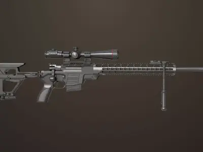 Sniper Rifle 04 Black Rigged All PBR Unity UE Textures Low-poly 3D model