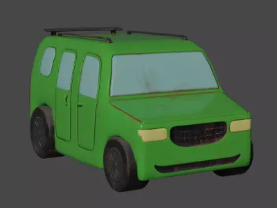 Green Cartoon Car Low-poly 3D model
