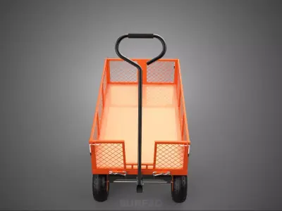 ALL TERRAIN ORANGE HAULING UTILITY CART TROLLEY WAGON GARDEN 4 W 3D model